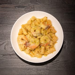 RIGATONI GAMBERONI PESTO